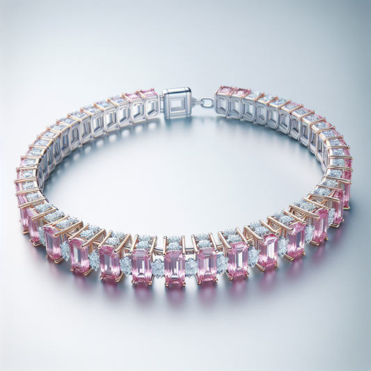 Delicate 14K White Gold Tennis Bracelet with Alternating Pink Sapphire Gemstones