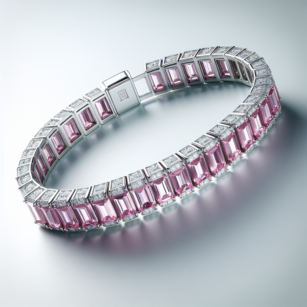 Luxurious 14K White Gold Tennis Bracelet with Channel-Set Pink Sapphire Stones