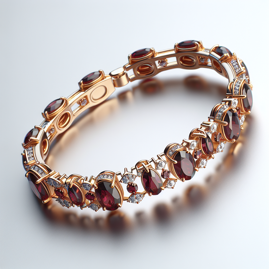 Petite Garnet Oval Bracelet with Diamond Accents