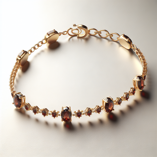 Petite Garnet Oval Bracelet with Adjustable Chain