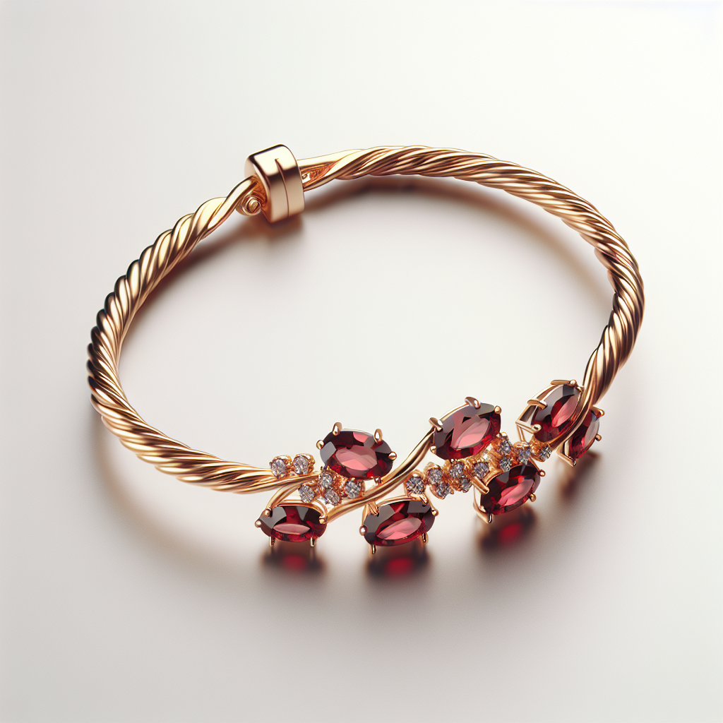 Petite Garnet Oval Bracelet with Twisted Design