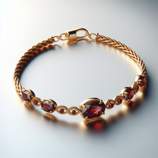 Petite Garnet Oval Bracelet with Rope Chain