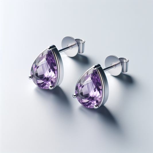 Elegant Tear Drop Amethyst Stud Earrings