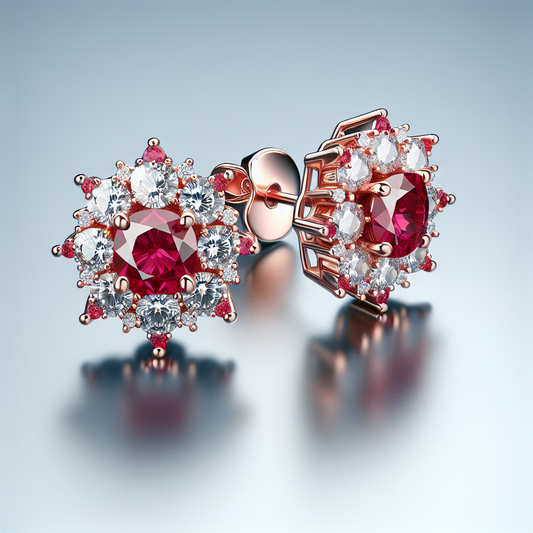 Chic Romance Ruby Diamond Studs