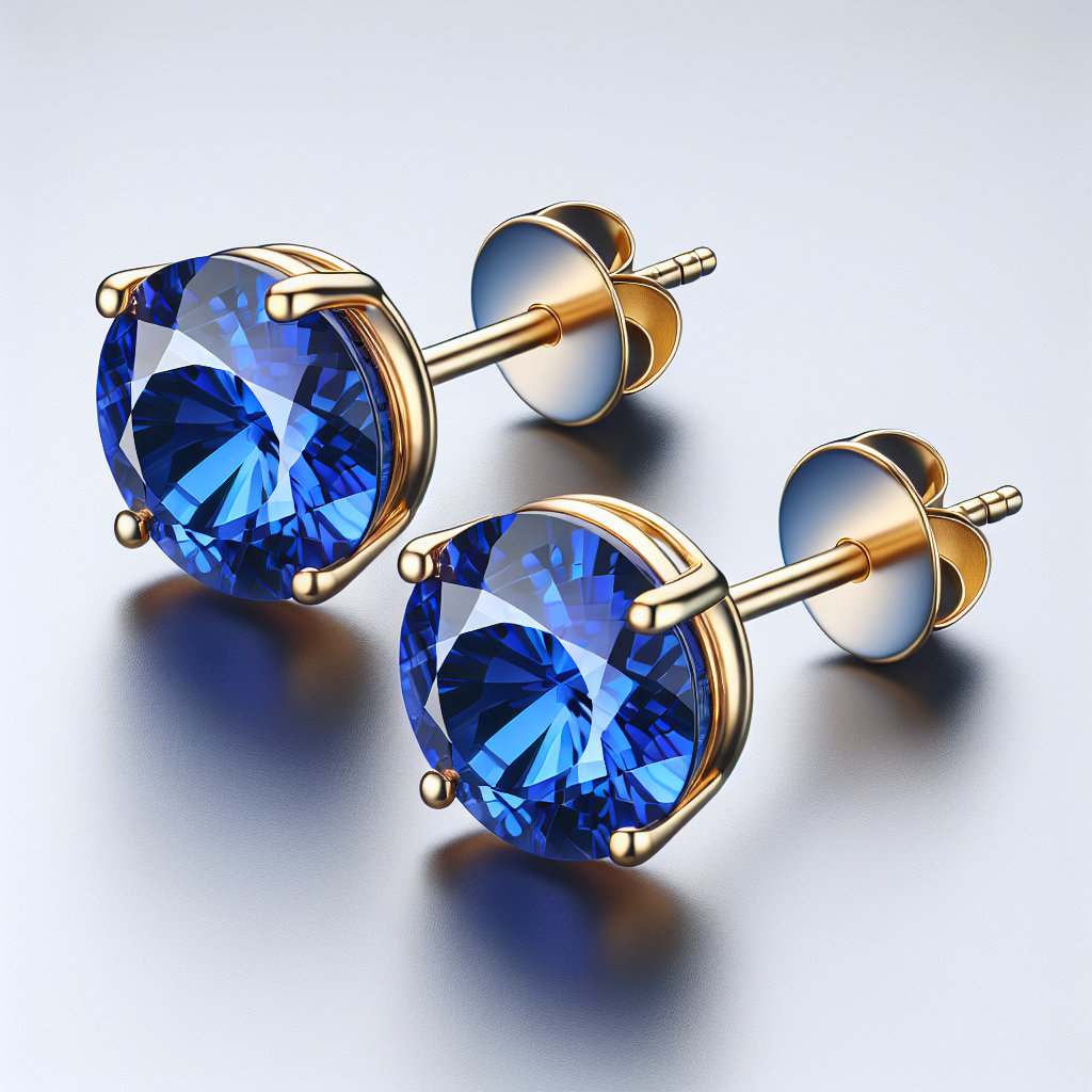 Classic Round Blue Sapphire Stud Earrings