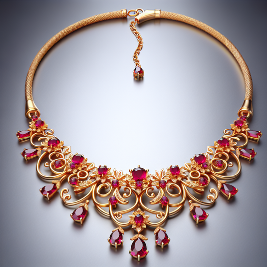 Elegant Ruby Gold 18K Necklace