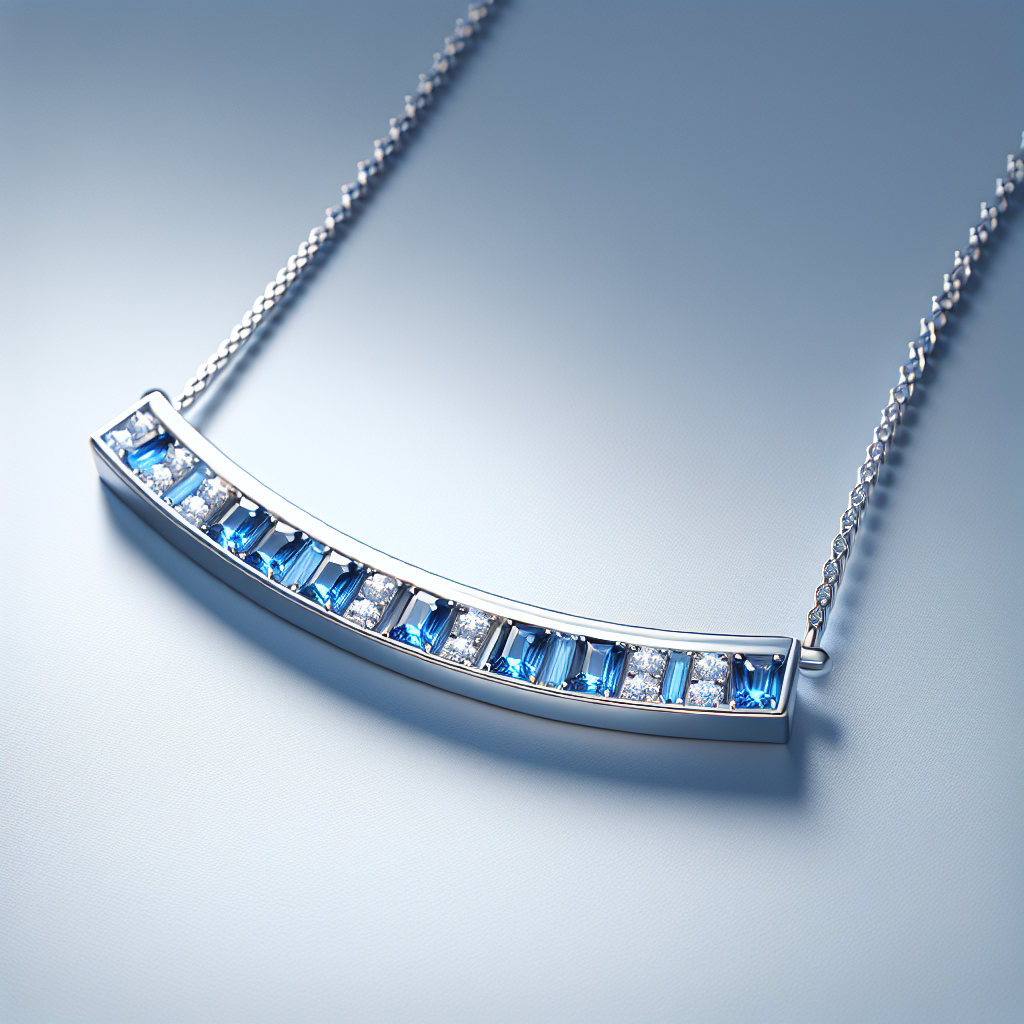 Blue Sapphire Bar Necklace with Minimalist Design