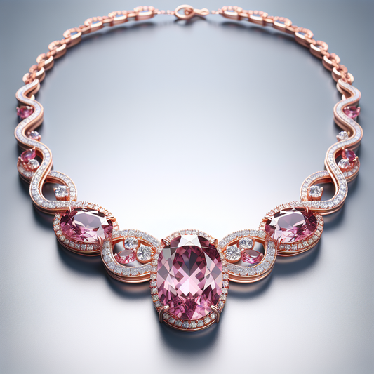 Oval Pink Sapphire and Diamond Eternity Necklace in 14k Rose Gold