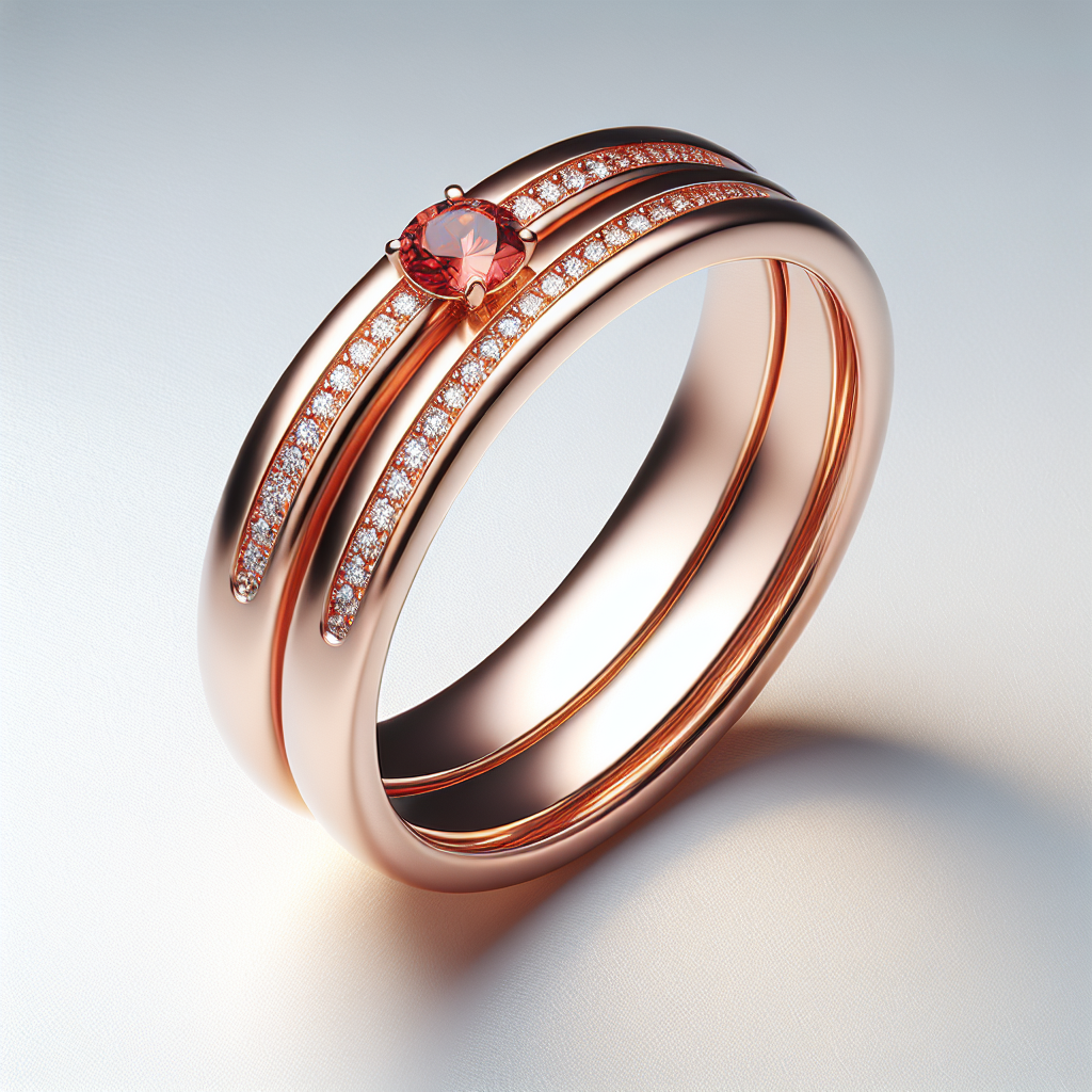 Rose Gold Padparadscha Band with Diamond Accents