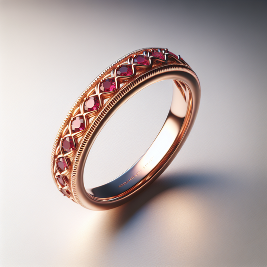 Elegant Rose Gold Ruby Wedding Band