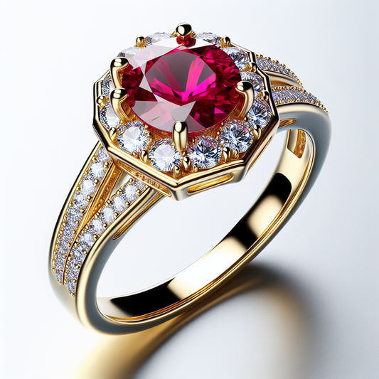 Ruby Halo Split Shank Ring