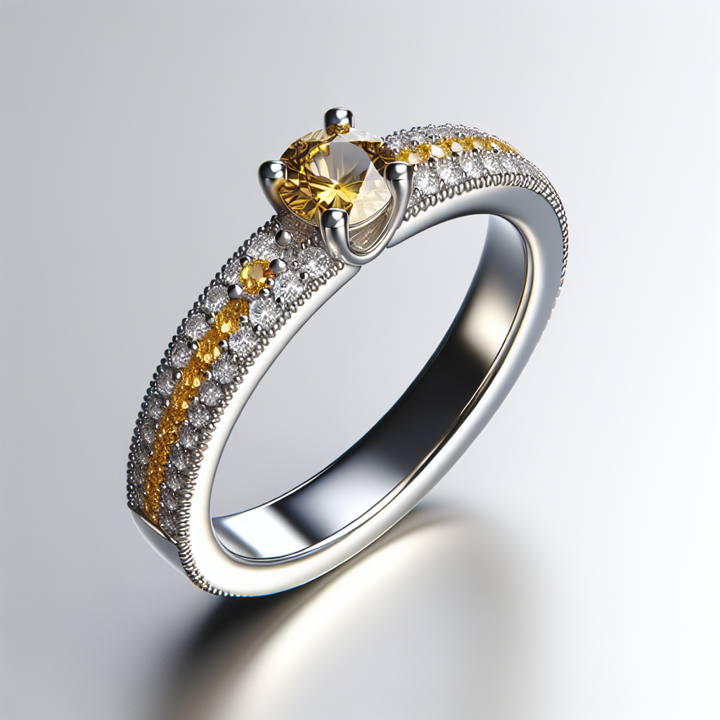 Chic Contrast Diamond and Yellow Sapphire Wedding Ring