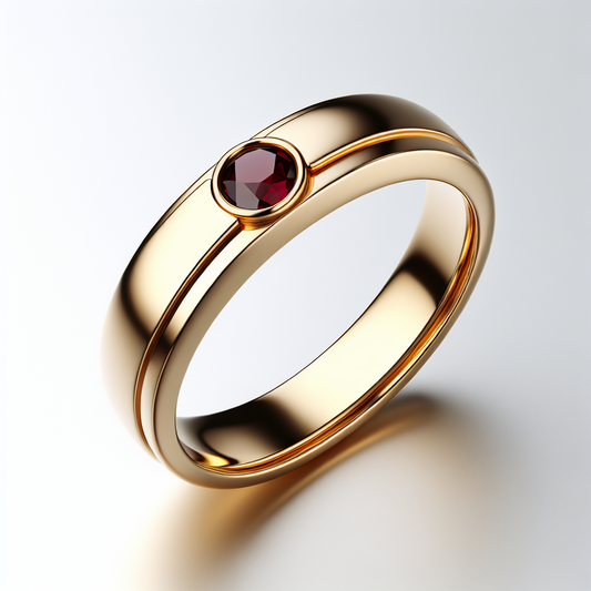 Minimalist Garnet Gold Band