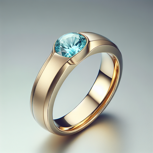 Aquamarine Men's Wedding Band